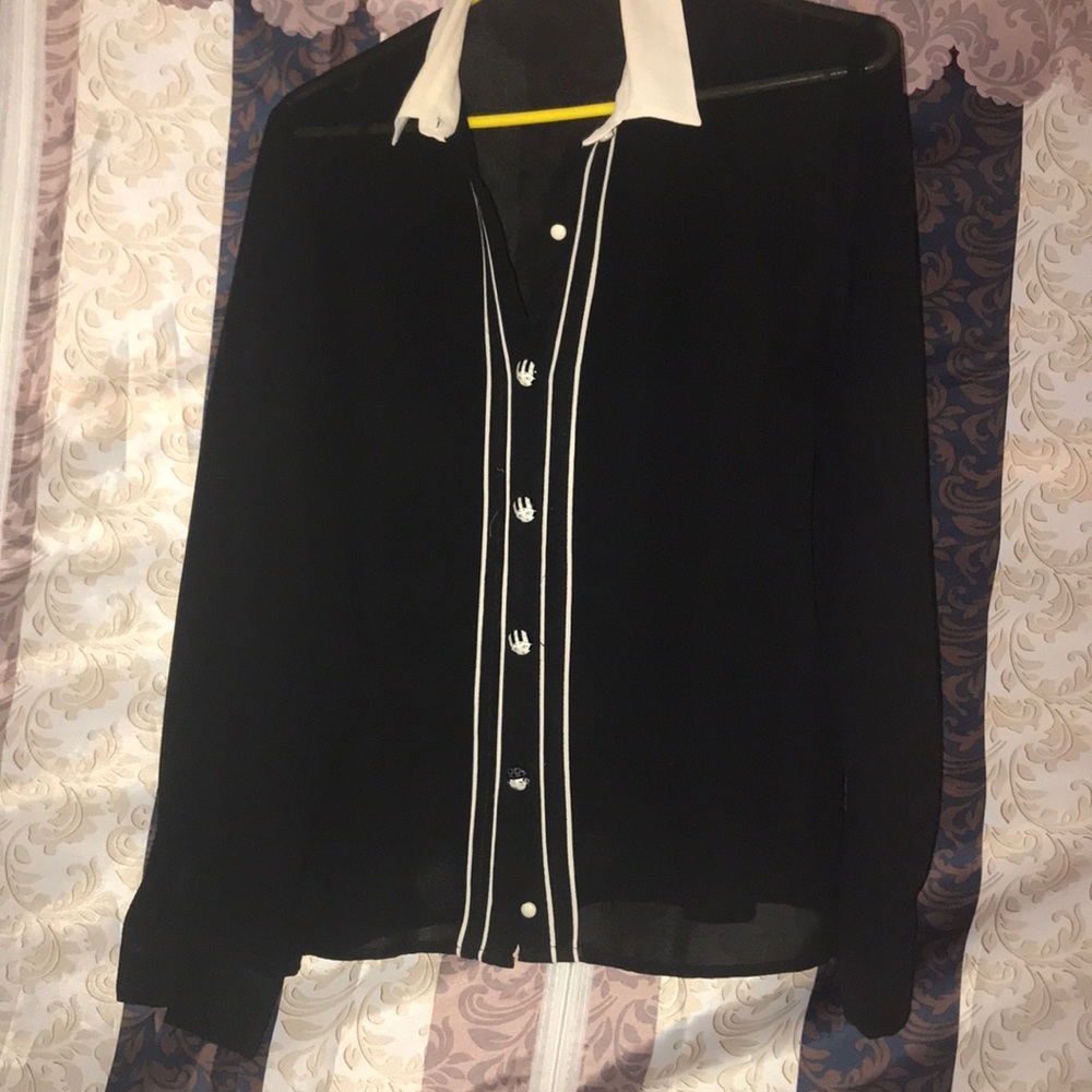Forever 21 Black see through button down shirt